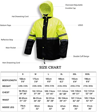 HAOKAISEN Eső ruha, Magas Láthatósági Fényvisszaverő Biztonsági Kabát, Könnyű, esőkabát, Vízálló Eső Kabát Nadrág
