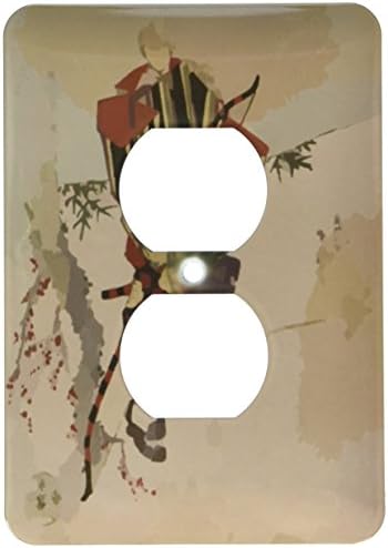 3dRose lsp_61836_6 Régi Japán Festmény Ember Kezében Íjat Csatlakozó Aljzat Fedél