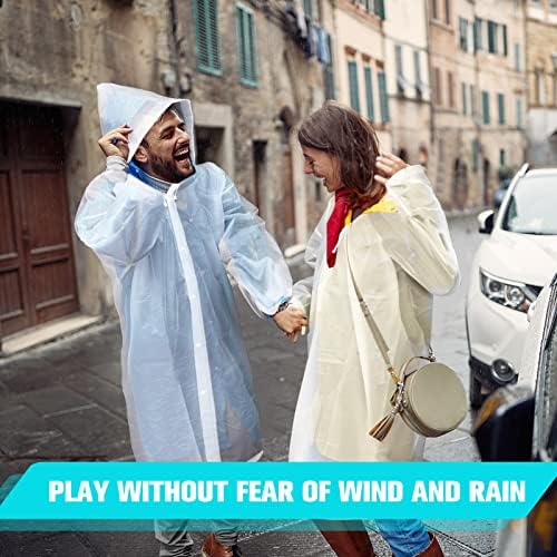 Vicenpal 10 Db Eső Köpeny Felnőttek számára, Újrafelhasználható Felnőtt Hordozható Esőkabát EVA Eső Kabátok Női Férfi Vízálló