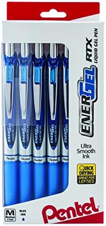 Pentel® EnerGel™ RTX Behúzható Folyékony Gél Tollak, Közepes Pont, 0.7 mm, 54% - ban Újrahasznosított, Kék Hordó, Kék Tinta, 12-es
