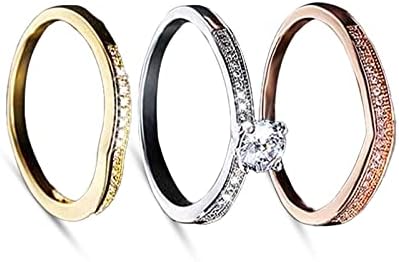 A nők Ékszerek Gyűrűk 3 Db Divat Cirkónium-oxid Faragás Retro Esküvői Gyűrű Női Divat Kristály Rakható Eljegyzési Gyűrű jegygyűrű