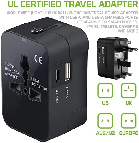 Utazási USB Plus Nemzetközi Adapter Kompatibilis Alcatel Pixi 8 Világszerte Teljesítmény, 3 USB-Eszközök c típus, USB-A Közötti