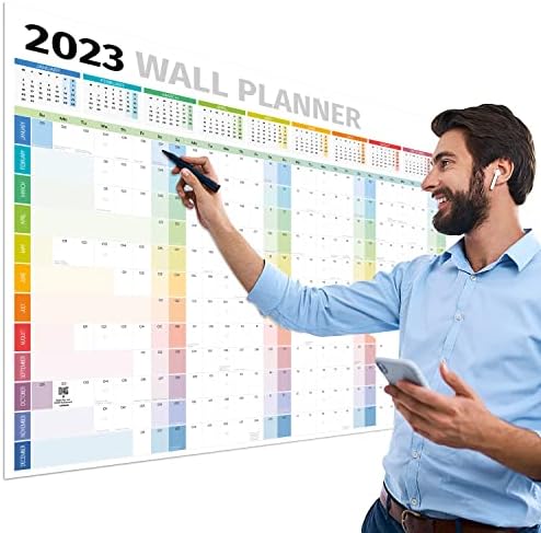 Fal Tervező 2023 – Extra Nagy, 36 x 25in Teljes Évre Tervező falinaptár – 23 Iskola Szervező Tanár, Irodája, Egyetemi Essentials – Hajtogatott