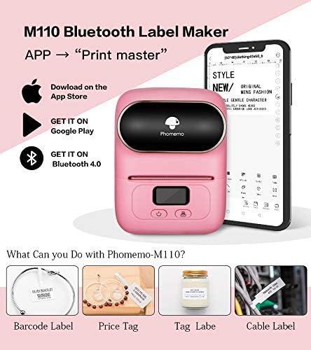 Phomemo-M110S Bluetooth feliratozógép 3 Tekercs Kör Címke - Címke Készítő Gép, Üzleti, Vonalkód Címke, Crafters, a Kiskereskedők vagy a Szervezők,