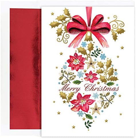 Remekmű Studios Ünnep Gyűjtemény 16-Gróf Dobozos Karácsonyi Kártyák Fóliával Bélelt Boríték, 7.8 x 5.6, Dombornyomott Vintage Dísz (929200)