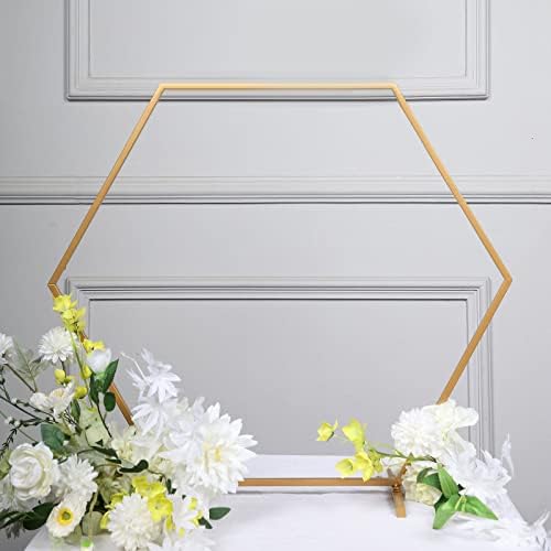 Efavormart 24 Arany Fém Hatszög Táblázat Esküvői Boltív Középpontjában Állni, Geometriai Önnálló Virág Léggömb Keret