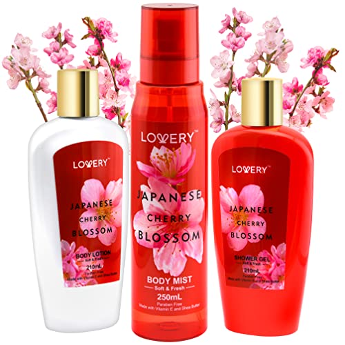 Fürdő, valamint a Test Ajándék Szett Női & Férfi, Japán cseresznyevirág Haza Fürdő Szett - Természetes Kivonat, E-Vitamin & Shea