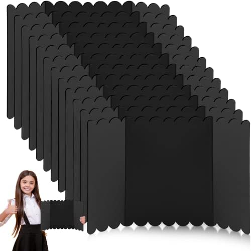 12 Db Tri-Fold Poszter Táblák, 22 x 14 Fekete Trifold Bemutató Tábla Összecsukható Karton-Szeres Kijelző Karton Kiállítás Testület az Iskola