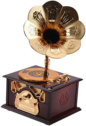 YOLLO Gramofon Alakú Klasszikus Vintage Music Box Kézi Hajtókar Típus Music Box Mozgalom DIY Karácsonyi Csepp Hajózás-Fa Szín