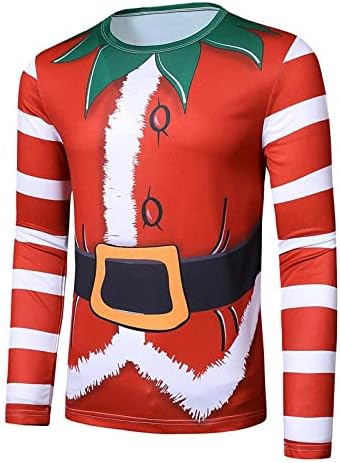 XXBR Karácsonyi T-shirt Mens, 3D Vicces Karácsonyi Mikulás Nyomtatás Úriember Nyakkendő Party Jelmezek Hétköznapi Sleeve Tee Maximum