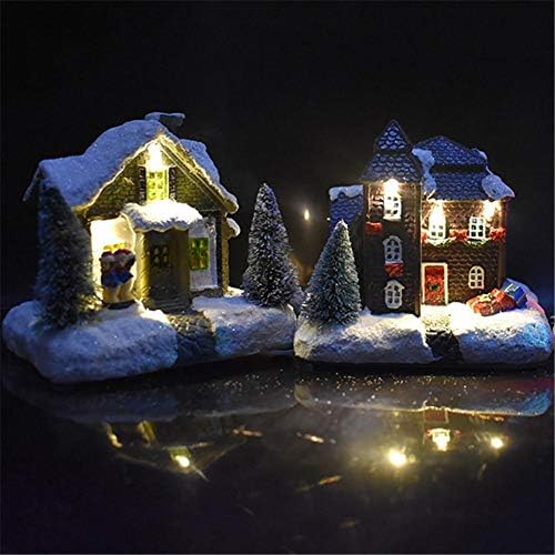 UXZDX Hó Házak Villogó LED Karácsonyi Dekoráció Otthon Új Évet Gyerekek Ajándékot Gyanta Karácsonyi Jelenet Falu (Méret : Stílus