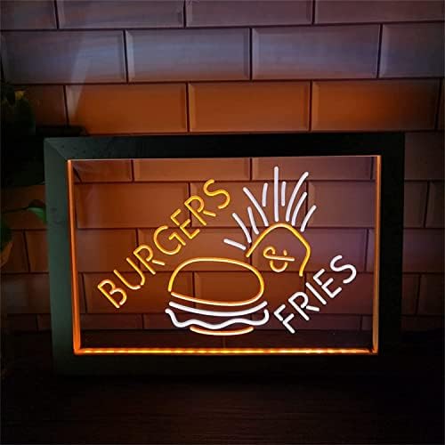 DVTEL Hamburgert, sült Krumplit LED Neon felirat, Gyors Élelmiszer Bolt, Éjjel Lámpák USB Akril Neon Lámpák, asztali Lámpa Falra Világító
