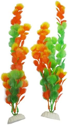 Jardin Műanyag Emulational 2-Darab Növény az Akváriumban, 13 Centis Magasság, Zöld/Sárga/Narancssárga