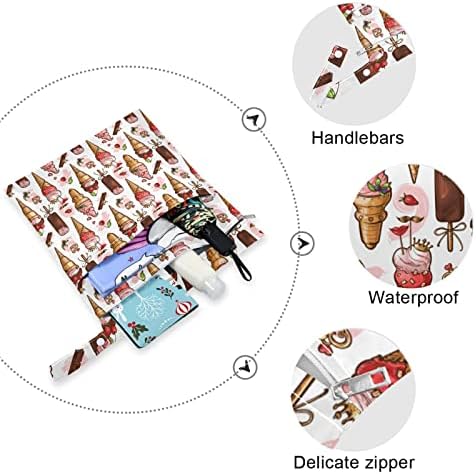 ZZXXB Csokoládé fagylalt Vízálló Nedves Újrafelhasználható Táska ruha Pelenka Nedves-Száraz Táska Cipzáras Zseb Utazási