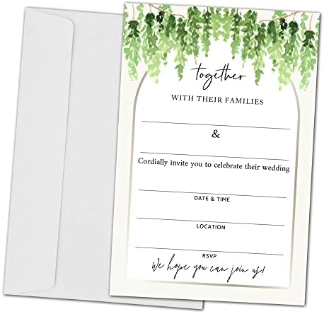 Zöld Esküvői meghívók - Kérd Karton Esküvői Felek Fogadások - 25 Kártya, 25 Boríték (együtt-008)