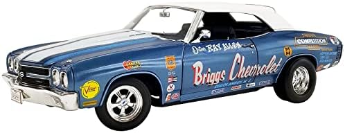 Az 1970-Es Chevy Chevelle Kabrió Kék Találkoztam. w/Fehér Csíkos Briggs Chevy Húzza Autó Kft Ed 774 db Világszerte 1/18 Fröccsöntött Modell