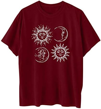 Follure Vintage Nagyméretű Grafikus póló Női Y2K a Nap, a Hold Ing, Rövid Ujjú Sleeve Bő Nyári Alkalmi Felsők