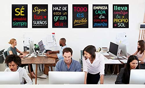 FaCraft spanyol Tantermi Dekorációk,6db spanyol Motivációs Poszterek,12x 18 Inspiráló Pozitív Idézi a Wall Art Plakát spanyol Tanteremben,
