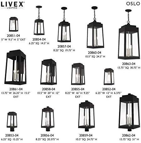 Livex Világítás 20862-04 Oslo - Négy Lámpa Kültéri Post Felső Lámpa, Fekete-be, Átlátszó Üveg