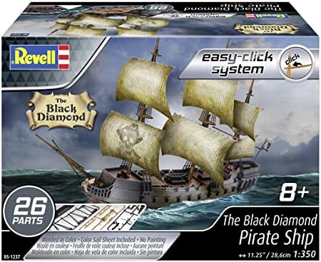 Revell 85-1237 Fekete Gyémánt Kalóz Hajó Készlet 1:350 Skála Easy-Click-Rendszer 26-Darab Képzettségi Szint 2 Műanyag Modell-Készlet