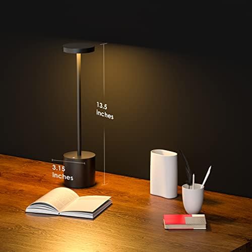 JALVDE Pack 2 Vezeték nélküli asztali Lámpa, LED Fém USB Újratölthető 6000mAh Akkumulátor asztali Lámpa Étkezési Lámpa Étterem/Hálószoba/Kollégium