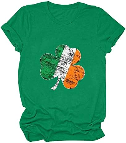 Az ír Shamrock-Írország Zászló Szerencsés Szent Patrik Napi Ajándék Póló Női Aranyos Lóhere Nyomtatás Póló, Ki Felsők