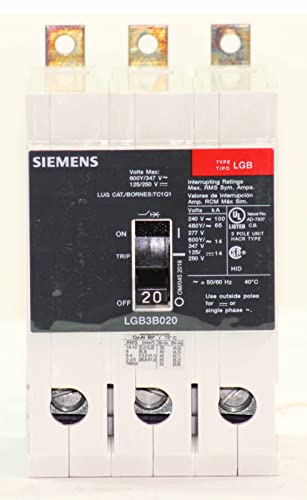 Siemens LGB3B020 Breaker 1/pkg 20A 600V 3P 14kA