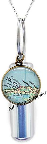 AllMapsupplier Divat Hamvasztás Urna Nyaklánc,Havanna térkép Hamvasztás Urna Nyaklánc,Havanna térkép Urna,térkép Ékszerek,Kuba