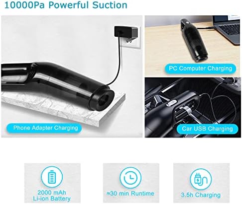 Kézi Porszívó Vezeték nélküli 10000PA Erős Szívó Hordozható Porszívó Újratölthető USB Mini Nedves&Száraz Porszívó Haza Autó Hivatal Pet