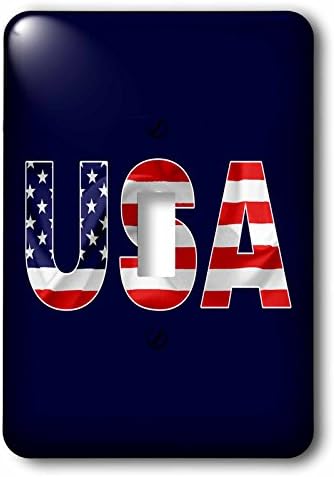 3dRose lsp_270651_1 USA Szöveg, az Amerikai Zászló alatt a Leveleket. Kék Háttér Toggle Kapcsoló, Többszínű