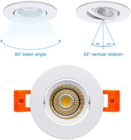 2Inch Süllyesztett LED Mennyezeti Fény, Szabályozható 3W LED Beépíthető, 60 sugárzási Szög COB Süllyesztett Lámpák Sofőr, Napfény,