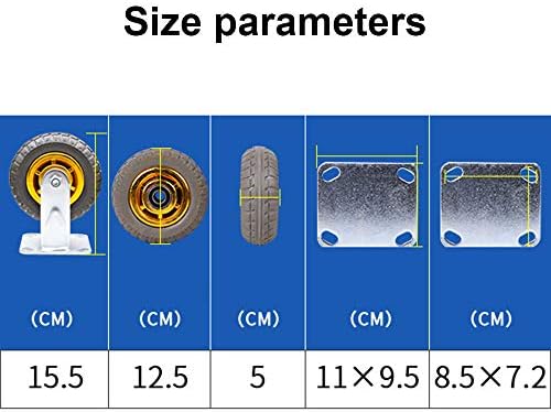 Hardver Alkatrészek 4 Részes Közlekedési Kerék, 5 (12.5 cm) 360° - ban Forgatható Görgő a Fék | Gumi, gumiabroncs & Horganyzott Konzol, Terhelhetőség