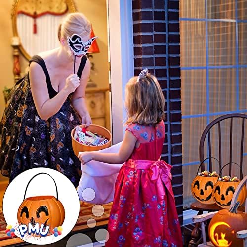 PMU Halloween Csokit vagy Csalunk töklámpás Hordoz Jack - Halloween Pumpkin Dekoráció - Candy Ajándék Kosár Gyerekeknek - Tök Vödör fogantyúval
