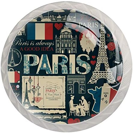 Franciaország Párizs Téma Építészeti Látnivalók Térkép, Zászló francia Ajtó Fiók Húzza Kezelni Bútor Dekoráció Konyha Szekrény, fésülködő