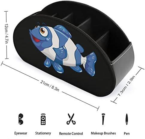 Kék Clownfish TV Távirányító tartó, 5 Rekeszes Pu Bőr Doboz Tároló Szervező Irodai Kellékek