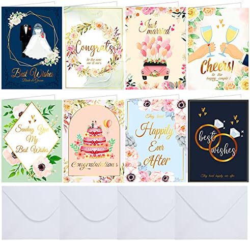 24 Db Esküvői Kártyák a Menyasszony meg a Vőlegény Válogatott Esküvői Kártyák Fehér Boríték Esküvői Gratulálok Kártya Tömeges leánybúcsú ifjú