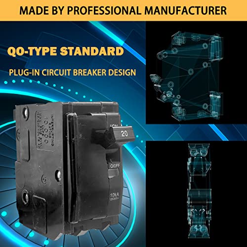 QO220CP 20 Erősítő 2-Pólusú kismegszakító a Square D, QO220CP Miniatűr Megszakító a Visi-Utat Mutató, 120/240 V, 10 kAIC (3
