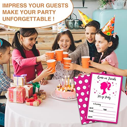 NYCTUG Rózsaszín Lány Téma Születésnapi Meghívót(4 X 6), irány a Party, Rózsaszín Baba Kétoldalas Felkéri - 20 Meghívókat A Borítékok-Személyre