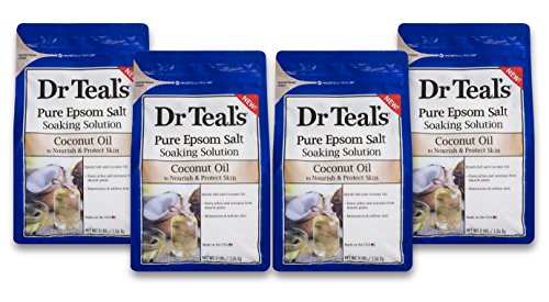 Dr. Teal az Epsom Só 4-pack (12 lbs Összesen) Táplálja & Protect Kókusz Olaj