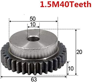 TMP1105 Spur Gear Fogaskerék 1,5 M-40T Felszerelés Rack 40 Fogak Furat 10mm 45 Acél CNC fogasléces (Lyuk Átmérő : 10mm, Fogak Száma :