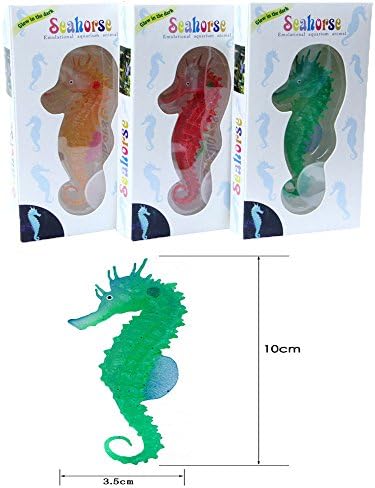 Comidox Aranyos Ragyogás A Sötétben Világító Szilikon Szimuláció Csikóhal Hippocampus Akvárium, akvárium Dekoráció 3pcs(Zöld/Narancs/piros