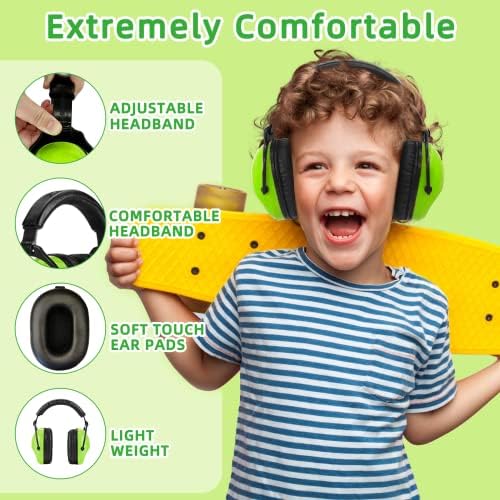 ZOHAN 030 Gyerekek zajszűrő Fejhallgató az Autizmus Fül Védelme, hallásvédő,a Tanulmány, Koncertek,Monster jam,Sport - Zöld