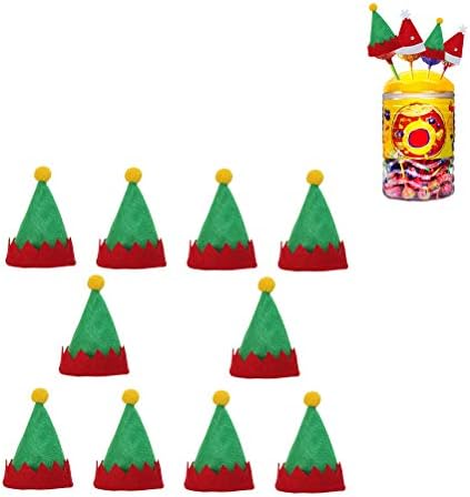 VALICLUD 10db Mini Zöld Kalap Tündér Lollipop Kalapok Karácsonyi Kalap Dekorok DIY Candy Kalapok Otthoni üzlet Bolt