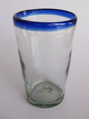 MexHandcraft Kobalt Kék Felni 16 oz Korsó Szemüveg szett (6), Újrahasznosított Üveg, ólommentes, Toxin-Mentes