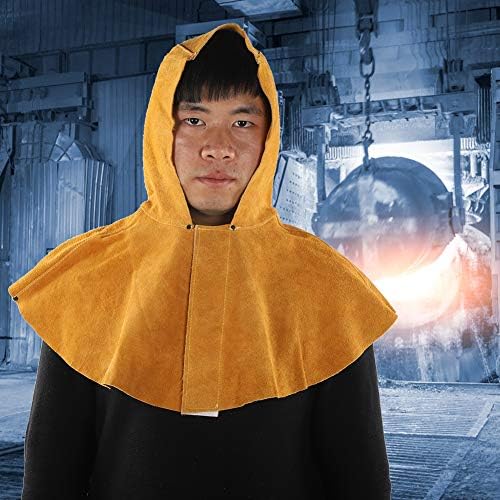 Hegesztő hood sárga marhabőr anti-forró hőszigetelés nyak hegesztési biztonsági sisak maszk védőfelszerelés