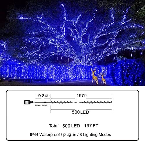 Karácsonyi Fények Szabadtéri 1000 LED 393.7 ft Szuper Hosszú Karakterlánc, Lámpák 8 Módok & Időzítő, Csatlakoztassa Ragyogj Tündér Világítás