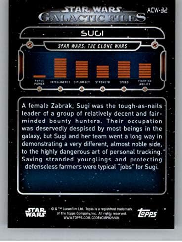 2018 Topps Star Wars Galactic Fájlok ACW-32 Sugi Hivatalos Non-Sport Kereskedelmi Kártya NM-es, vagy Jobb Conditon