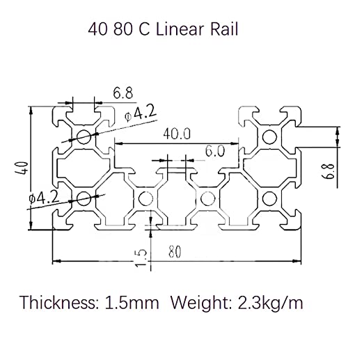 Mssoomm C Csatorna U Típusú 4080-Ban Lineáris Vasúti L: 8.66 inch / 220mm Alumínium Profil Extrudálás Európai Szabvány AnodizedSleek Ezüst
