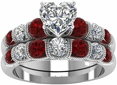 Kreatív Kellékek High-End Luxus Teljes Gyémánt Mikro Szett Cirkon Női Gyűrű, Eljegyzési Gyűrű Gyűrű Lánya (Piros, 11)
