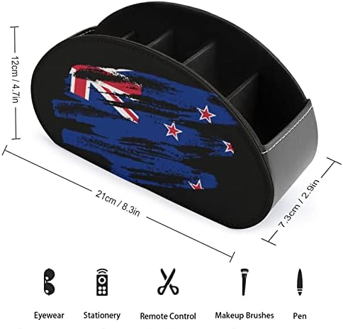 Grunge Texturált Új-Zélandi Zászló Távirányító Tároló Doboz Multifunkcionális PU Bőr TV Távirányító Tartót Asztali Szervező Doboz 5 Rekesz